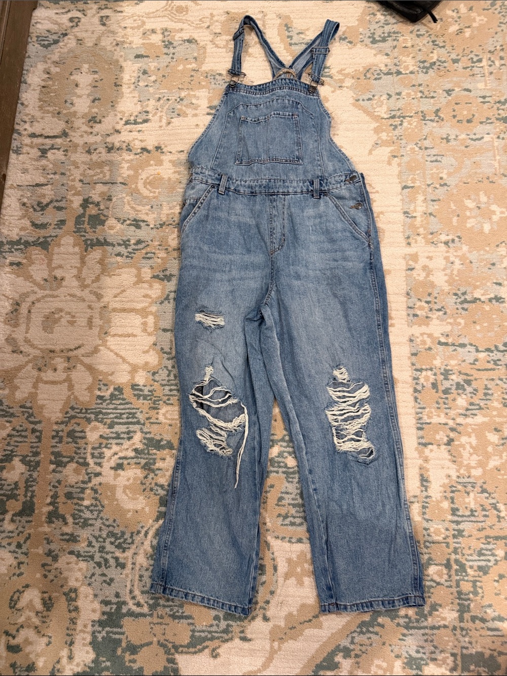 wild fable Light Blue Distressed Denim Overalls